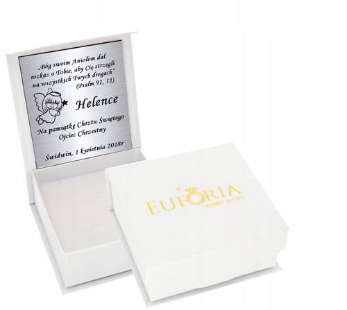 Srebrny Łańcuszek 925 Medalik Aniołek z Sercem Chrzest Grawer na Arena.pl