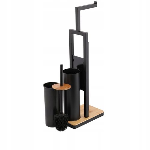 Stojak uchwyt wieszak na papier toaletowy i szczotkę do WC czarny na Arena.pl