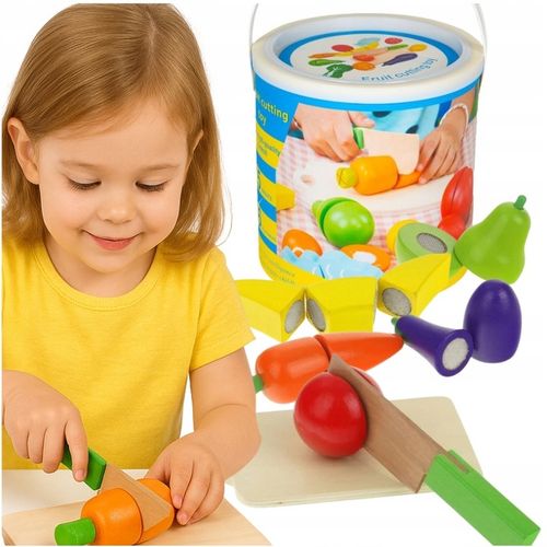 DREWNIANE WARZYWA I OWOCE ZESTAW DO KROJENIA ZESTAW PRZENOŚNY DO ZABAWY XXL na Arena.pl