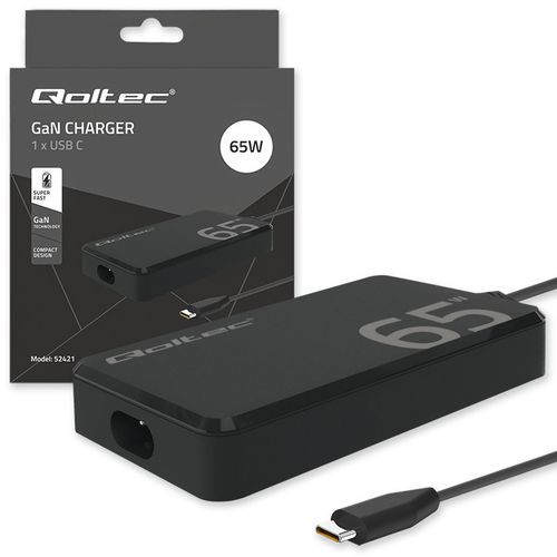 Qoltec Ładowarka GaN 65W USB-C PD do Laptopa MacBook na Arena.pl