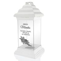 Znicz LAMPION BIAŁY z nadrukiem dla przyjaciółki PERSONALIZOWANY DEKORACJA