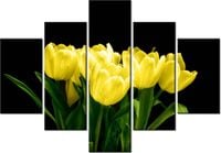 70 100CM OBRAZ 5 ELEM ŻÓŁTE TULIPANY- MARK FREETH DRUK PŁÓTNO