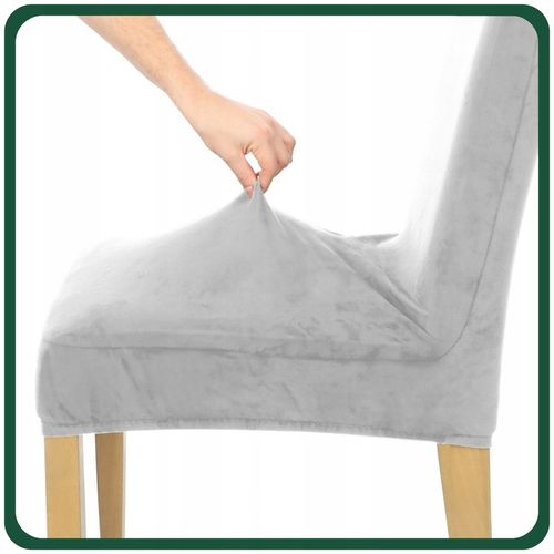 ZESTAW 6 SZT. POKROWCE POKROWIEC NA KRZESŁO JASNY SZARY WELUR ELASTYCZNY na Arena.pl