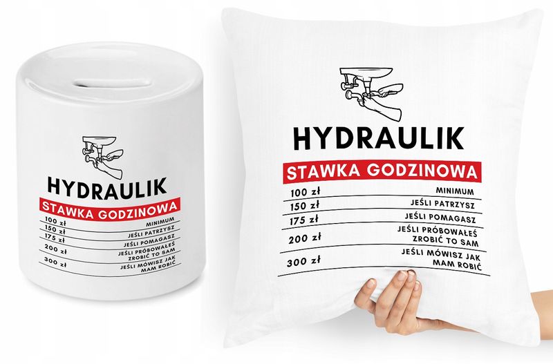 Dla Hydraulika Zestaw Poduszka + Skarbonka Z Nadrukiem Ze Zdjęciem zdjęcie 1