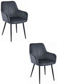 Krzesło aksamitne SOLDEN ciemnoszare 2 szt. velvet z czarnymi nogami