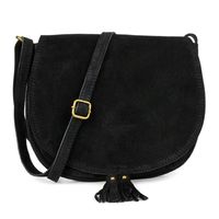 BELTIMORE torebka damska zamszowa listonoszka z klapą V012 czarna