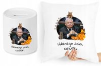 Jarosław Kaczyński Zestaw Poduszka + Skarbonka Z Nadrukiem Ze Zdjęciem