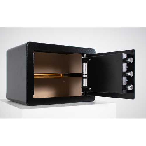 Pancerny Domowy Sejf Biometryczny Na Odcisk Palca 25x35x25 cm Czarny na Arena.pl