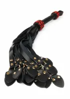 hidden desire leather cat-o-nine whip skorzany bicz z ćwiekami, czarno