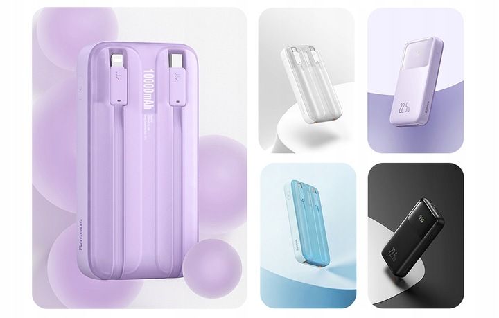 BASEUS POWERBANK 10000MAH 22.5W USB-A USB-C LIGHTNING DO TELEFONU KABEL zdjęcie 2