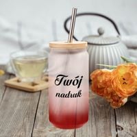 Szklanka 550 ml szroniona ze słomką z Twoim nadrukiem - czerwona