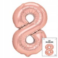 BALON FOLIOWY CYFRĄ CYFERKA 8 ROSE GOLD NA IMPREZE URODZINOWĄ 40cm