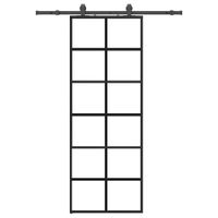 Drzwi przesuwne z zestawem okuć czarne 76x205 cm ESG szkło