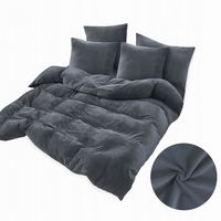 Komplet Pościeli Welurowej 160x200 - Stalowy - Ciepła, Aksamitna, MIŚ