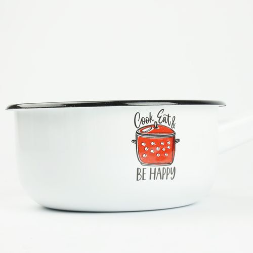 RONDEL 1,5L EMALIOWANY GŁADKI WZÓR BE HAPPY GARNEK RONDELEK TRADYCYJNY na Arena.pl