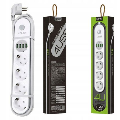 Listwa zasilająca Ldnio SE4432 z ładowarką USB na Arena.pl