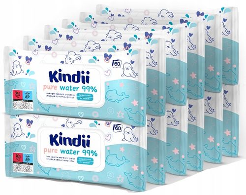 Chusteczki nawilżane water woda 99% water x 12 szt Kindii na Arena.pl