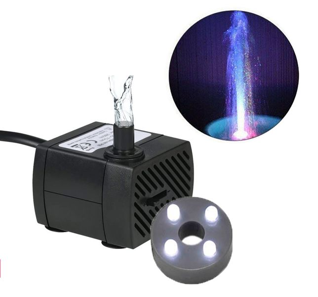 POMPA POMPKA DO FONTANNY PODŚWIETLENIE BIAŁE ZIMNE 4xLED H=50cm 3,5W zdjęcie 1