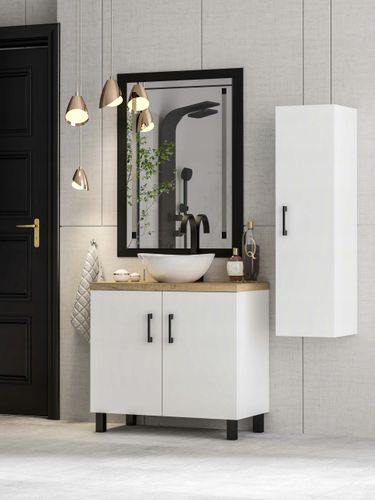 ZESTAW MEBLI LAZIENKOWYCH 60 szafka umywalka słupek w. (W3) + EB na Arena.pl