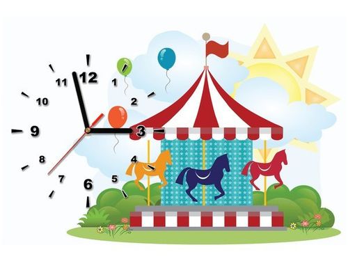 60CM 40CM ZEGAR OBRAZ KARUZELA DRUK PŁÓTNO RAMA na Arena.pl