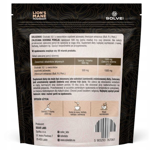 LIONS MANE 10:1 SOPLÓWKA JEŻOWATA 30G SOLVE LABS zdjęcie 2