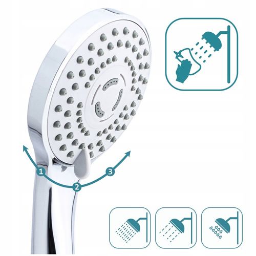 Prysznicowa słuchawka 3 funkcje Anti calc Wodooszczędna Wysokie ciśnienie na Arena.pl