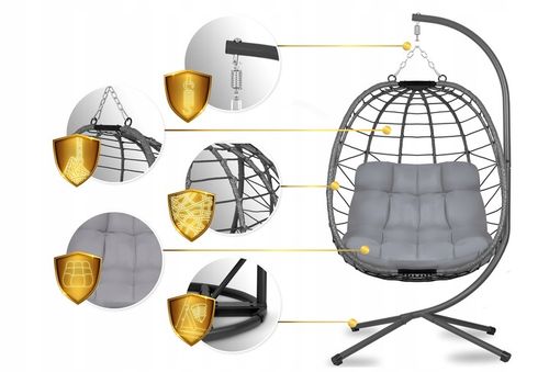 Fotel ogrodowy wiszący Tihuana szary + szare poduszki Sofotel na Arena.pl
