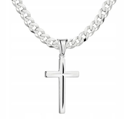 Łańcuszek Męski Srebrny Pancerka 3,80 mm z Krzyżykiem pr 925 Grawer Gratis na Arena.pl