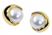 Klipsy z Perłą Złote Perełki na Uszy Eleganckie Wygodne Zapięcie Colibra