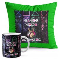 ZESTAW KUBEK + PODUSZKA ZIELONA - GAMER GAMEPAD GAMBLING GRY