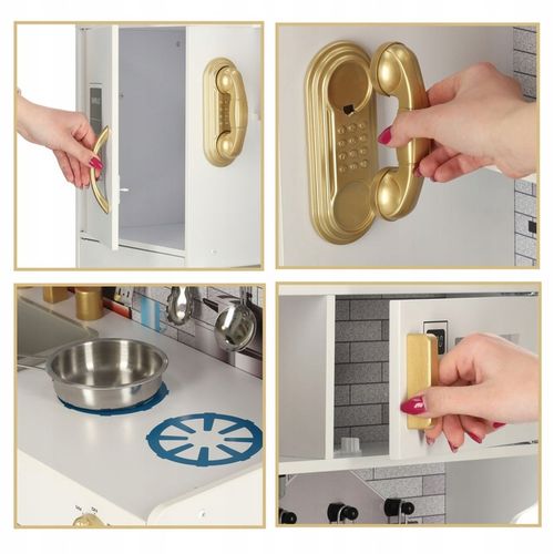 KUCHNIA dla dzieci DREWNIANA z lodówką LED + AKCESORIA garnki sztućce 80cm na Arena.pl