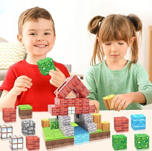 BUDOWANIE MAGNETYCZNE, 100 SZT. ELEMENTÓW MAGNETYCZNE KLOCKI KONSTRUKCYJNE na Arena.pl