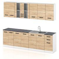 Meble Kuchenne Drewniane Kuchnia Jowita 2.6m Modułowa Nowoczesna Dąb Sonoma