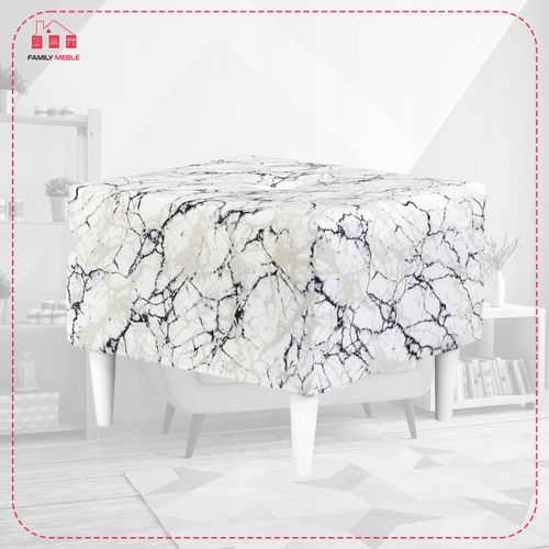 Fotel uszak ARI PRINT z podnóżkiem, skandynawski  marmurek na Arena.pl