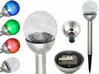 Lampa solarna KULA ogrodowa z mrożonego SZKŁA 2 LED biały/ kolor P-482