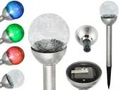 Lampa solarna KULA ogrodowa z mrożonego SZKŁA 2 LED biały/ kolor P-482