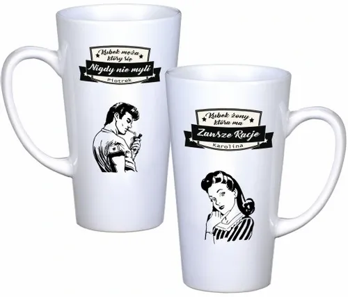 KOMPLET KUBKÓW LATTE DLA PAR PREZENT DUŻE 450ml PREZENT Z NADRUKIEM na Arena.pl