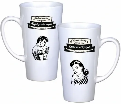 KOMPLET KUBKÓW LATTE DLA PAR PREZENT DUŻE 450ml PREZENT Z NADRUKIEM zdjęcie 7