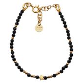 Bransoletka regulowana - Turmalin czarny, gwiazdki i srebro złocone (świąteczne)