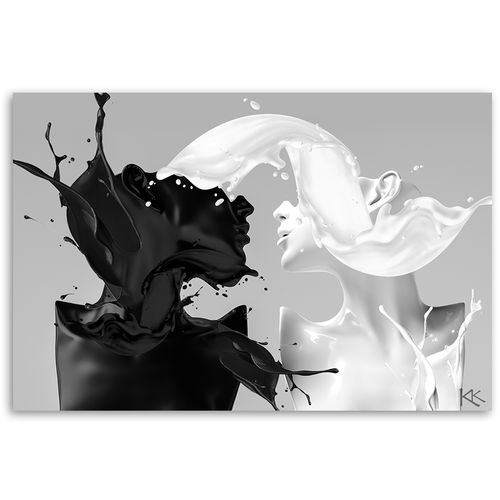 Obraz na płótnie, Kawa i Mleko czarno biały para miłość 100x70 100x70 na Arena.pl