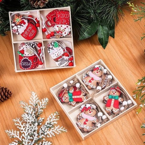 Komplet zawieszek choinkowych PIERNICZKI drewniane 12 sztuk w opakowaniu na Arena.pl