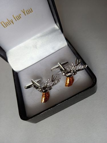 Spinki do mankietów dla myśliwego Głowa Jelenia Jeleń z Porożem + Pudełko na Arena.pl