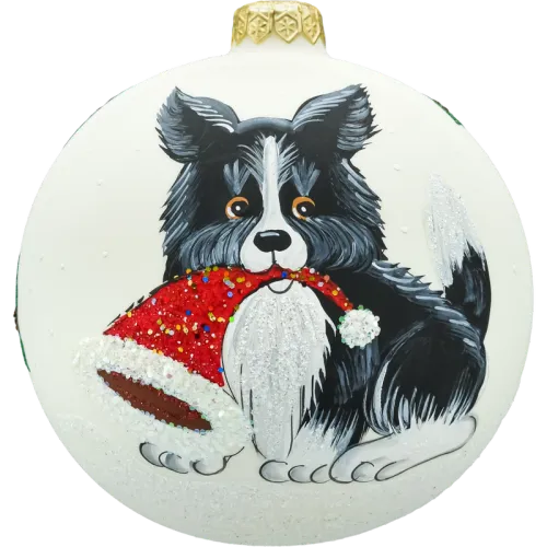 Bombka okrągła: Piesek z czapką Mikołaja na Arena.pl