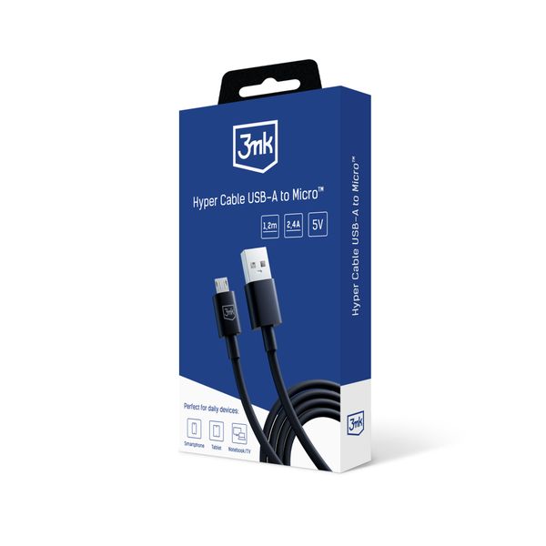 Accessories - 3mk Hyper Cable A to Micro 1.2m 5V 2,4A Black zdjęcie 9