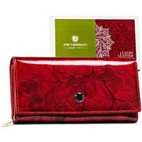 czerwony lakierowany portfel damski w motyle na karty - peterson