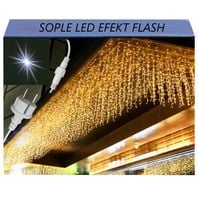 SOPLE 300 LED EFEKT FLASH CIEPŁY BIAŁY LAMPKI DEKORACYJNE KURTYNA ŚWIETLNA