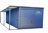 GARAŻ BLASZANY 3M X 5M + WIATA 1M. POZIOM - SPAD TYŁ - BRAMA GB266