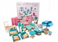 MEBELKI DO DOMKU DLA LALEK DREWNIANE kompletny ZESTAW prezent DZIEWCZYNKI