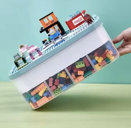 PUDEŁKO NA KLOCKI POJEMNIK NA LEGO PLASTIKOWE Z PRZEGRÓDKAMI 4 POZIOM dosmo na Arena.pl