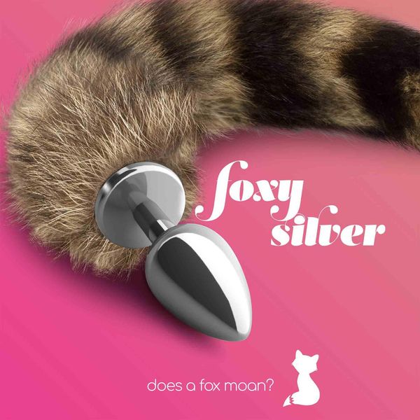 Foxy Silver Metal Anal Plug With Tail Crushious zdjęcie 2